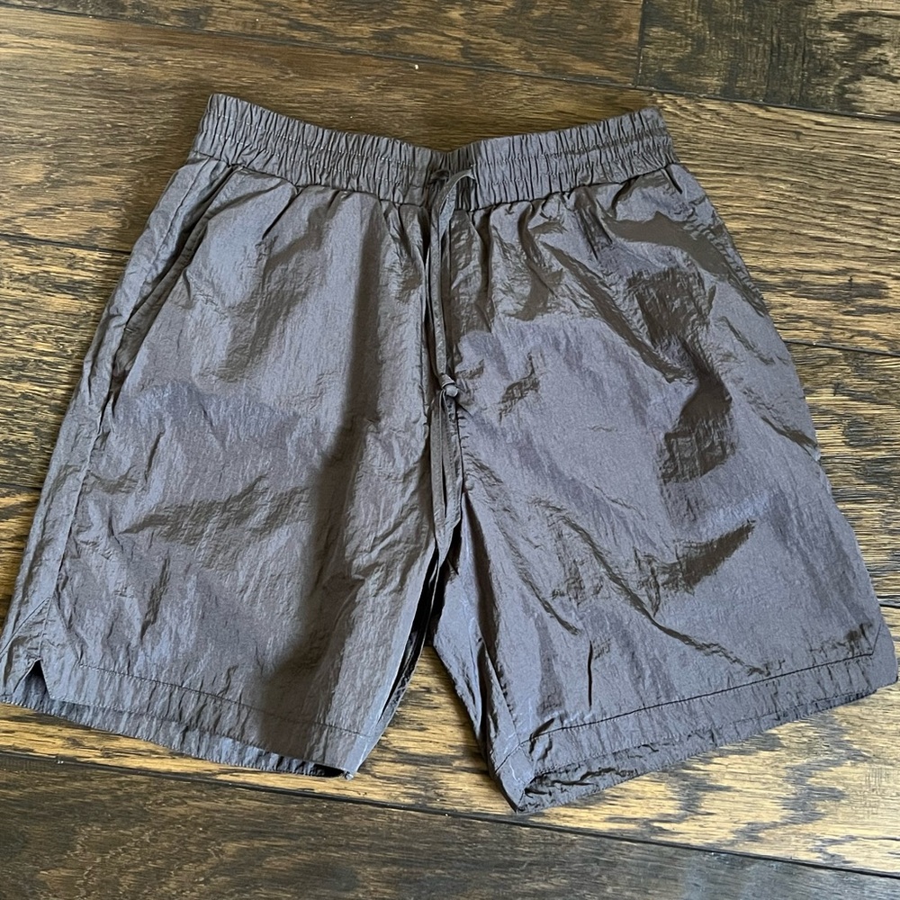 Nova Men Grey Shiny Nylon  Elastic Waist Shorts